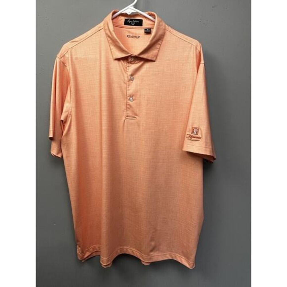 Byron Nelson DriWay Polo Golf Shirt Mens Medium Orange Embroidered‎ Performance